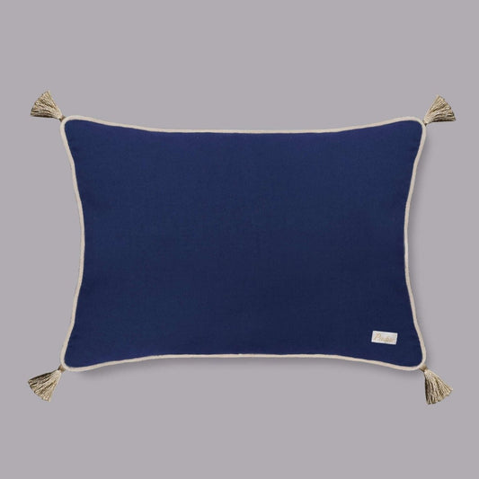 Joy Stitches Embroidery Slim Cushion Cover (Blue) - Preetier