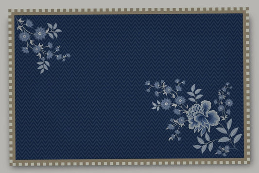 Set of 4 - Chevron Chitra Blue Placement & Napkins - Preetier