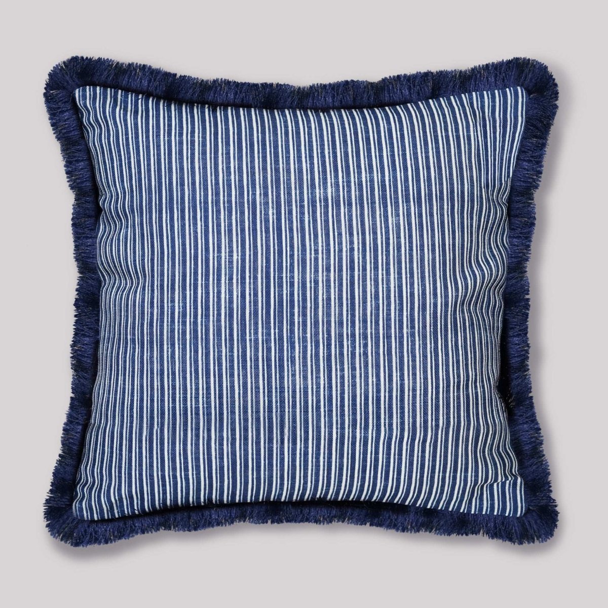 Coastal Stripes Cushion Cover with Fringe - Preetier