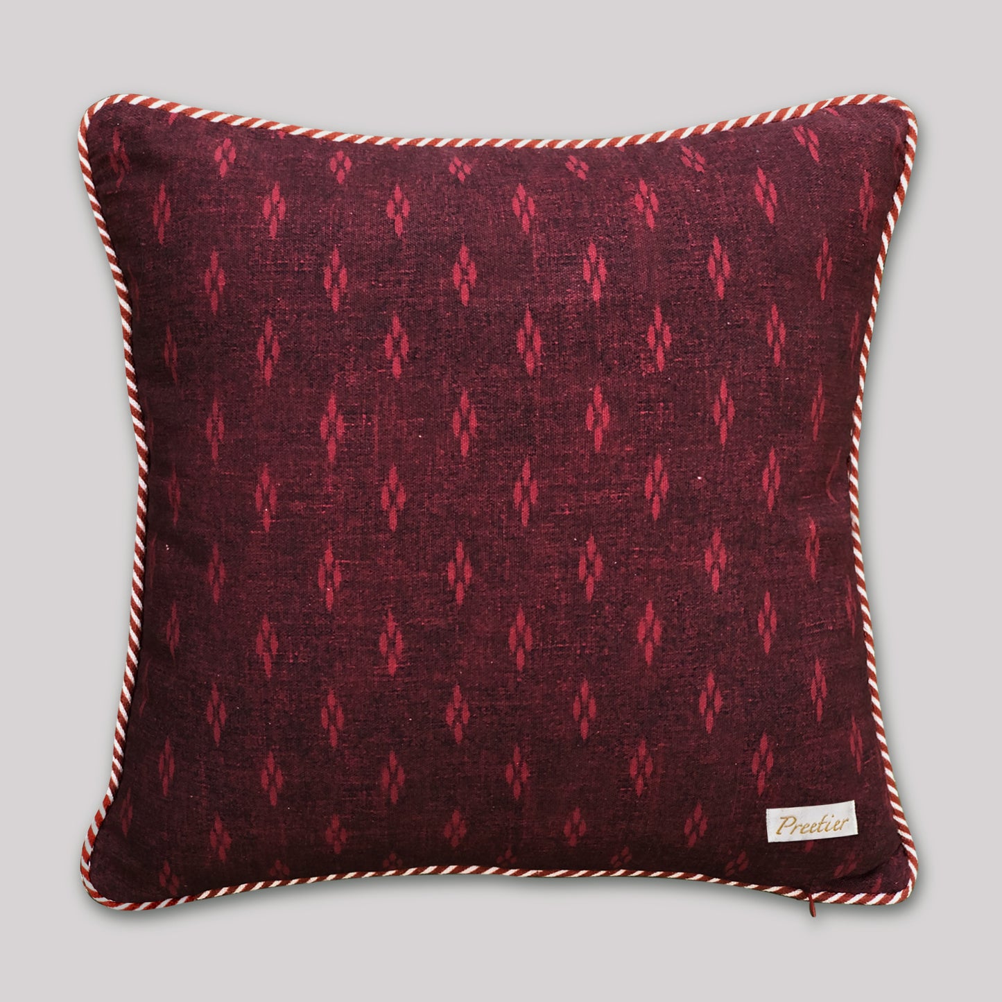 Rustic Beige Ikat Cushion – Ethnic Inspired Throw Pillow for Modern Interiors