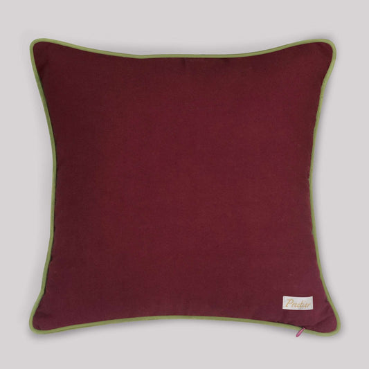 Udaya Palm Embroidery Cushion Cover- Wine