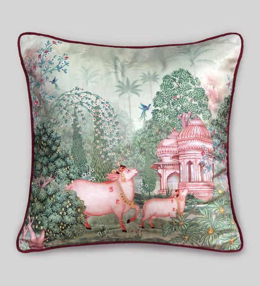 Preetier Pichwai Cushion Cover – Beige Devotion