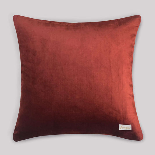 Mayur Jaal Embroidery Cushion Cover - Rust