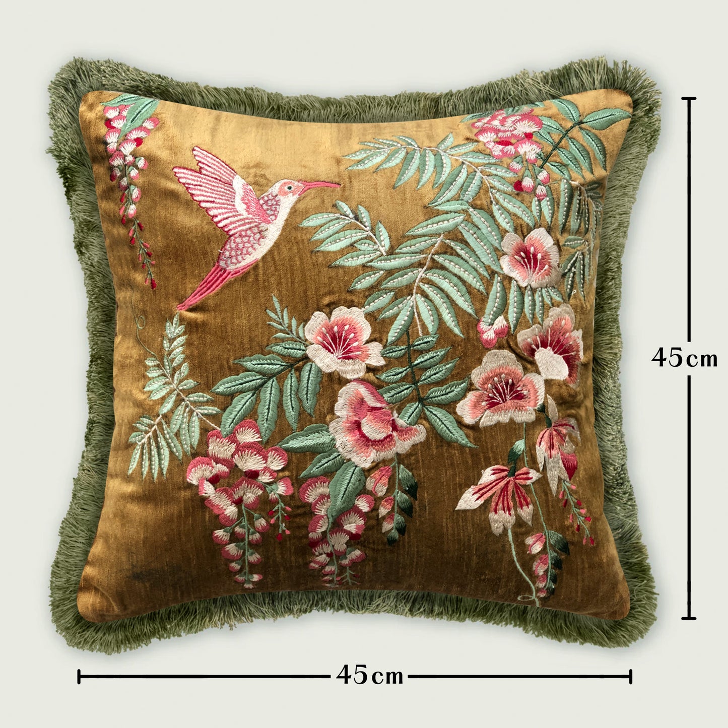 Symphony of Songbird Embroidery Cushion Cover
