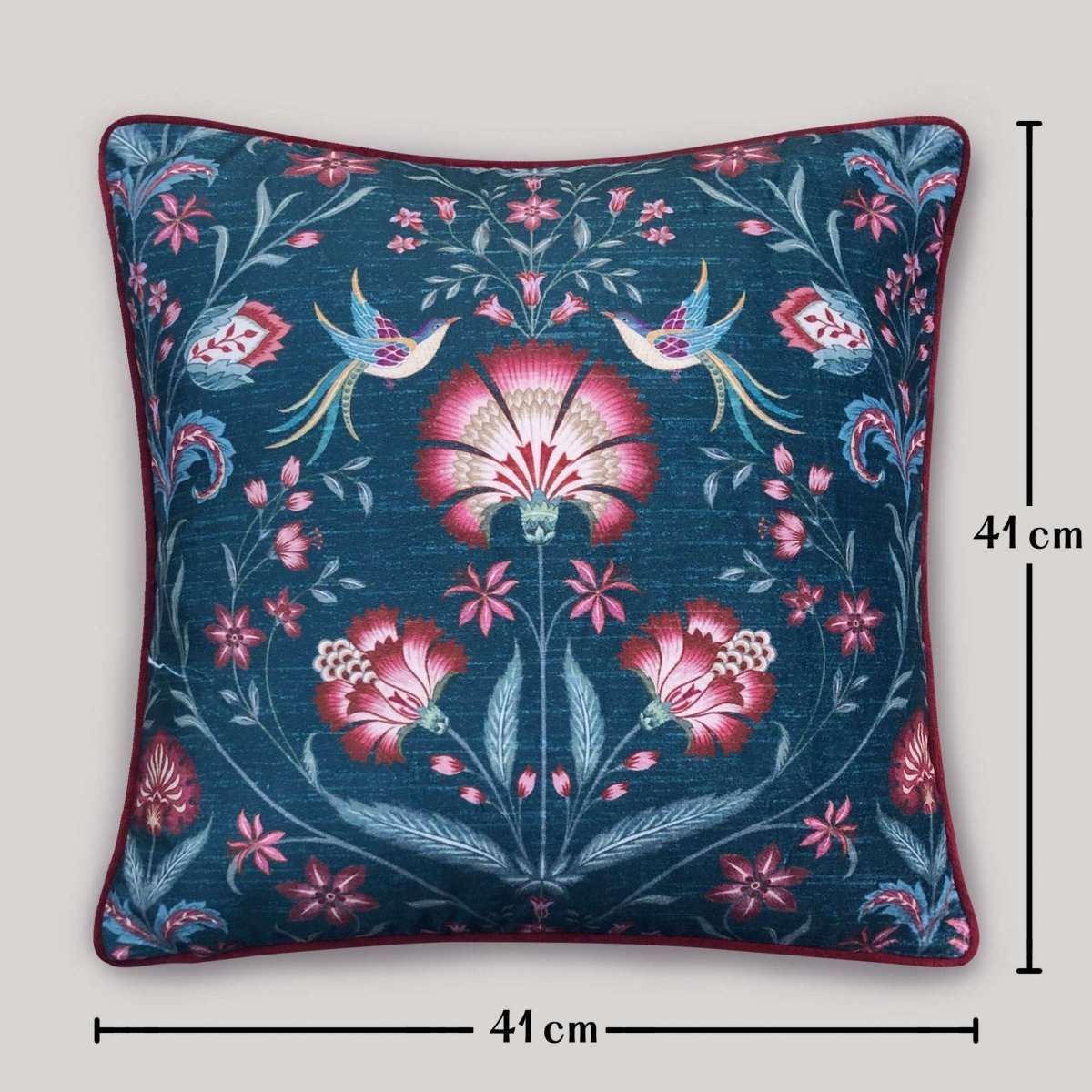 Blue Buta Print Cotton Cushion Cover – Decorative Throw Pillow for Sofa, Bed, Boho & Modern Home Décor