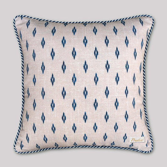Luxury decorative Ikat pillow cover in blue for sofa and couch décor