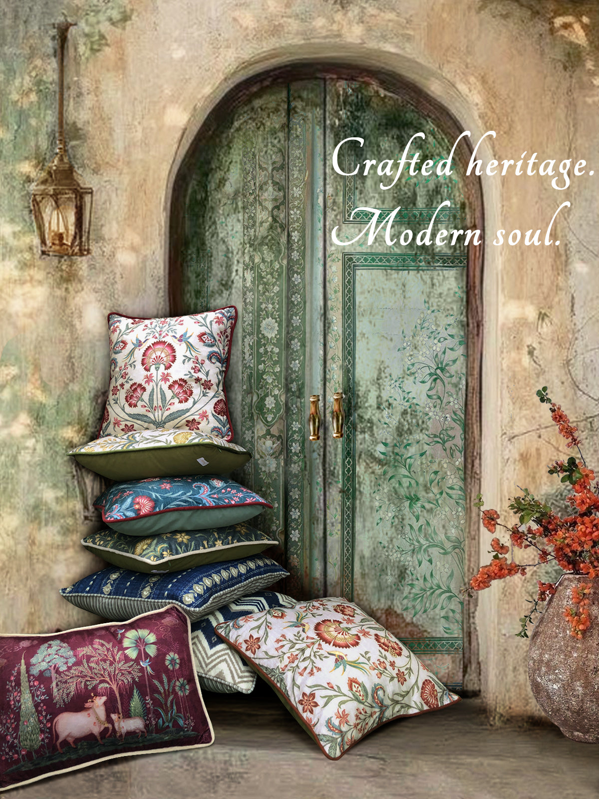 Luxury handcrafted cushion covers by Preetier featuring premium embroidered and printed designs, perfect for modern Indian home décor.