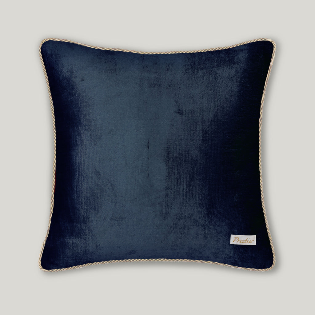 Selva Embroidery Cushion Cover - Deep Blue