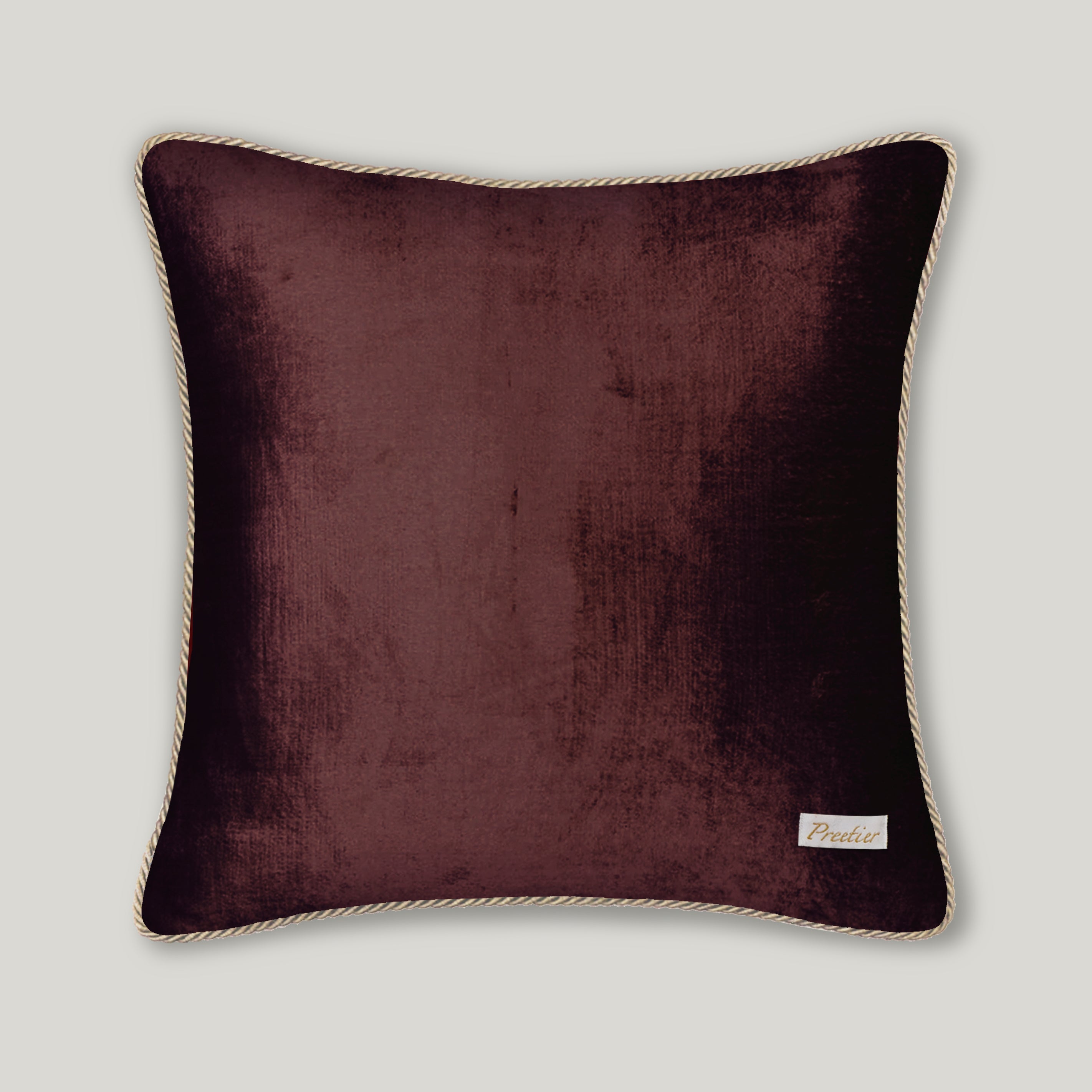 Selva Embroidery Cushion Cover - Elegant Burgundy