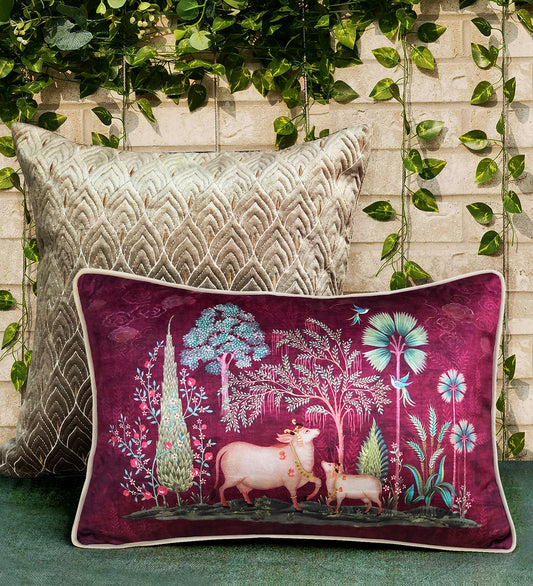Preetier Pichwai Slim Cushion Cover – Ruby Pillow Sham