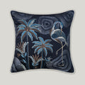 Palmettos & Plumage Embroidery Cushion Cover - Blue