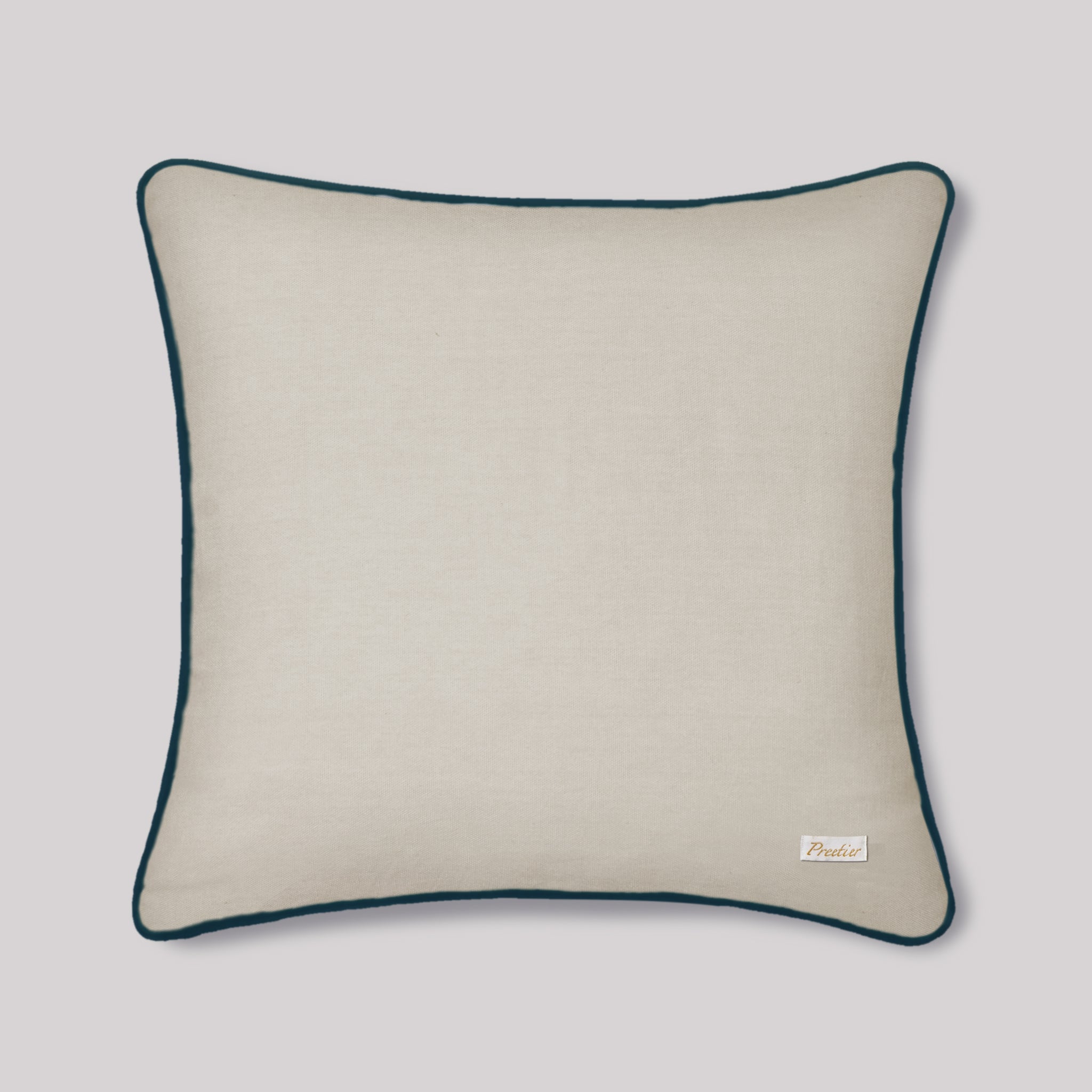 Palmettos & Plumage Embroidery Cushion Cover - Beige