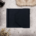 Multi-function black vegan leather wallet for men with card slots and money clip