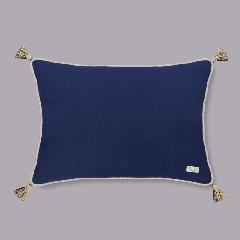 Joy Stitches Embroidery Slim Cushion Cover (Blue) - Preetier