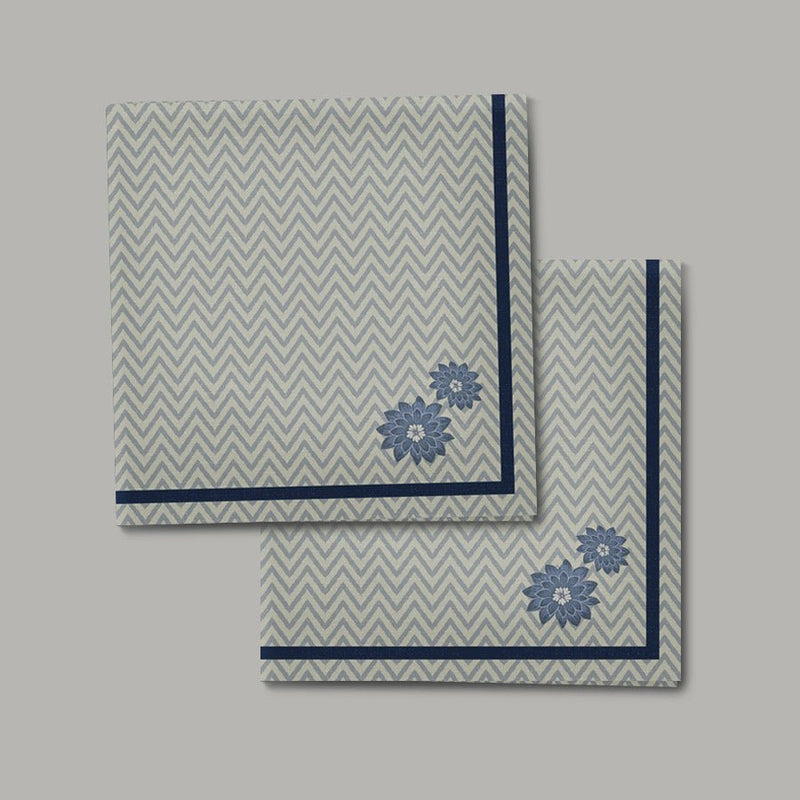 Set of 4 - Chevron Chitra Blue Placement & Napkins - Preetier
