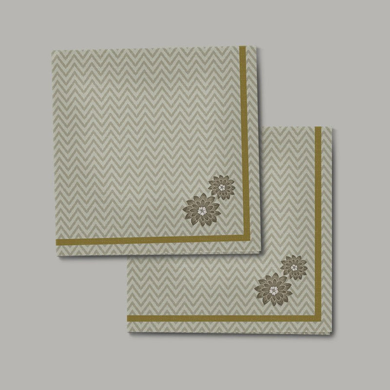 Set of 4 - Chevron Chitra Yellow Placement & Napkins - Preetier