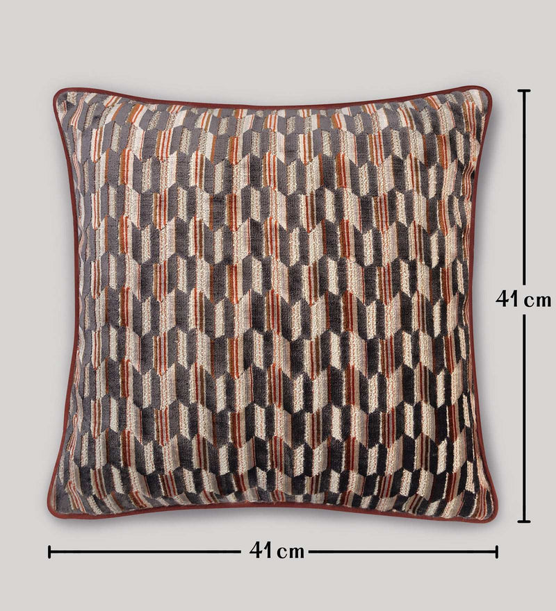 Designer geometric pillow cover with Japanese Edo-inspired textures