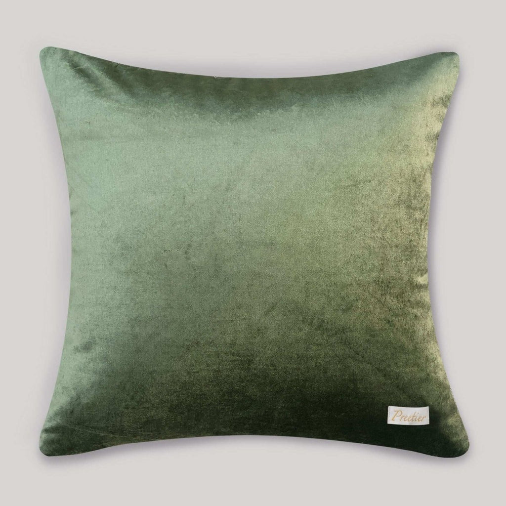 Mayur Jaal Embroidery Cushion Cover - Green - Preetier