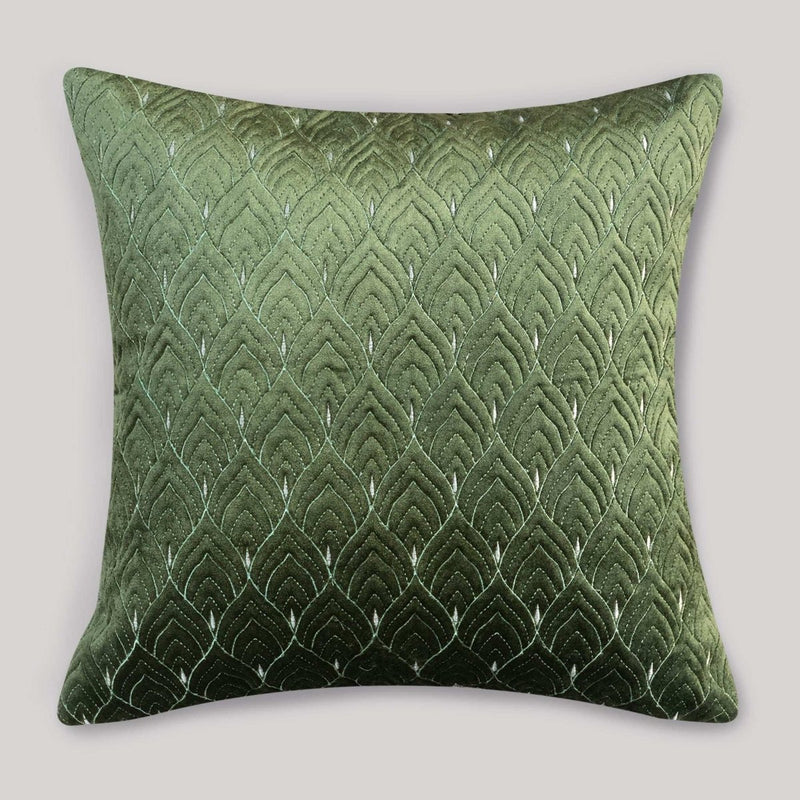 Mayur Jaal Embroidery Cushion Cover - Green - Preetier