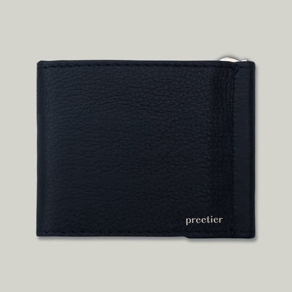 Handcrafted black leather men’s wallet with durable stitching