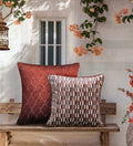 Edo Shadows Japanese geometric cushion cover in grey and rust tones for modern luxury home decor