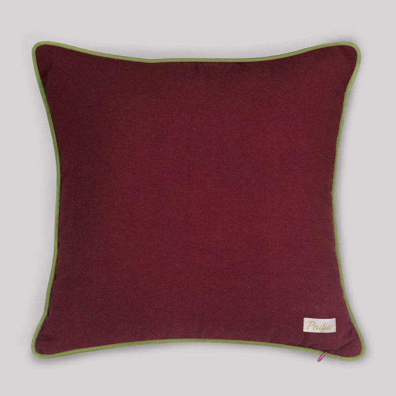 Udaya Palm Embroidery Cushion Cover- Wine