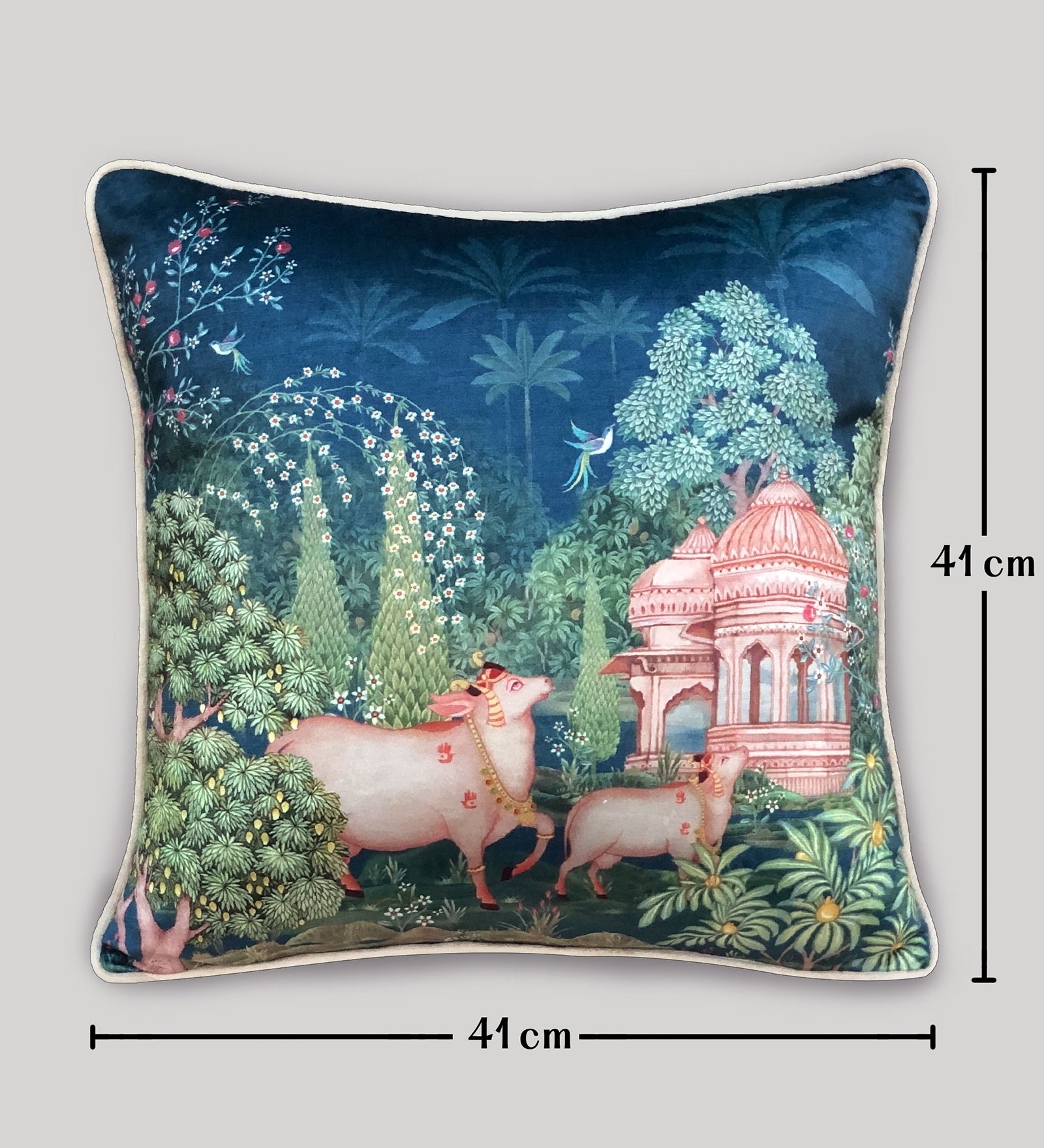 Preetier Pichwai Cushion Cover – Blue Devotion