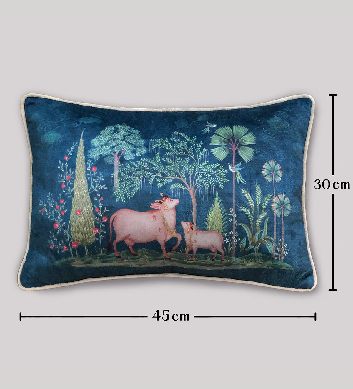 Preetier Pichwai Slim Cushion Cover – Blue Pillow Sham