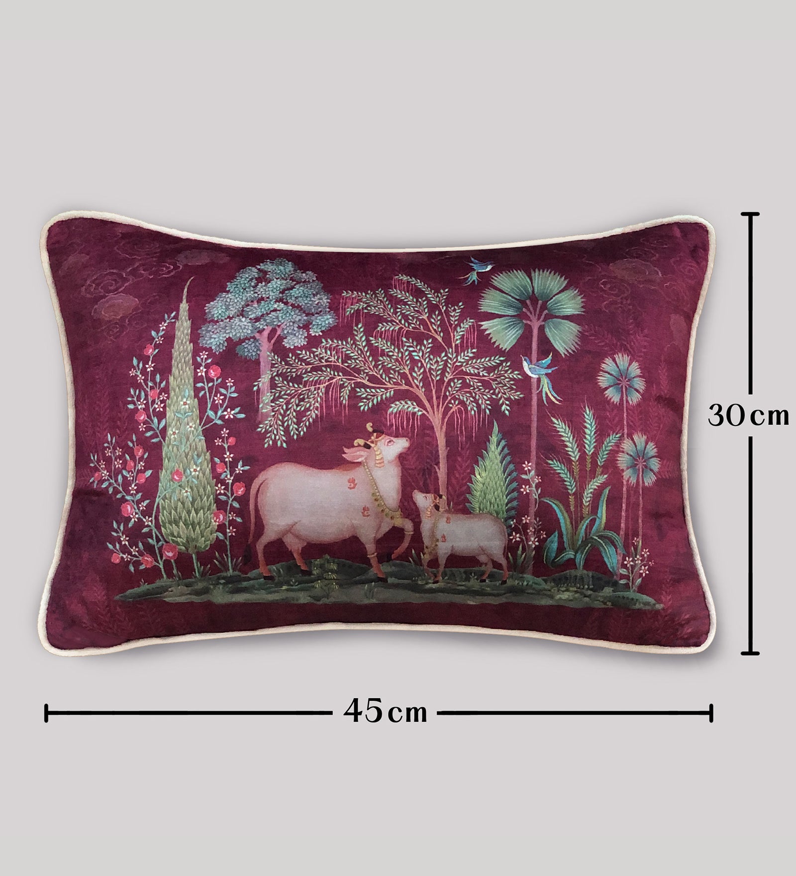 Preetier Pichwai Slim Cushion Cover – Ruby Pillow Sham
