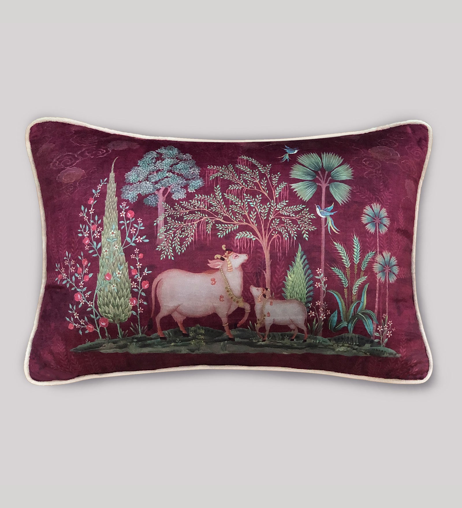 Preetier Pichwai Slim Cushion Cover – Ruby Pillow Sham