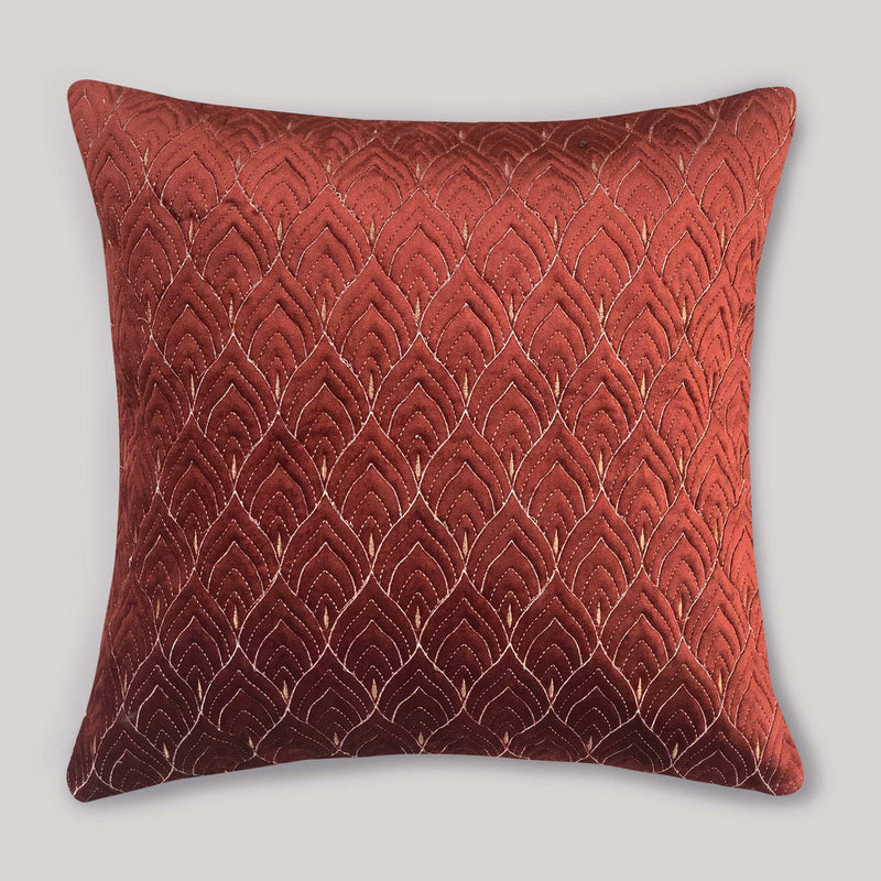 Mayur Jaal Embroidery Cushion Cover - Rust