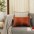 Joy Stitches Embroidery Slim Cushion Cover (Rust) - Preetier