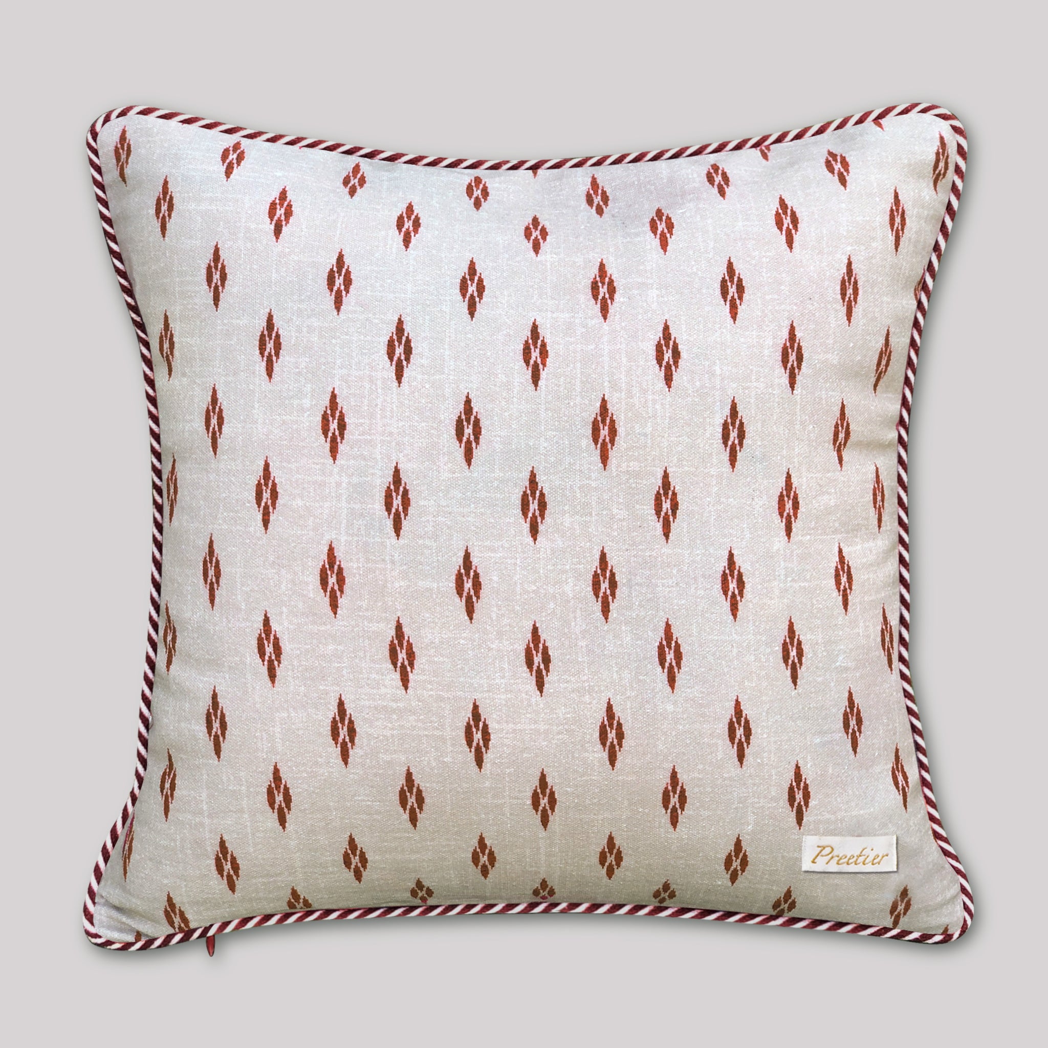 ikat style rust throw pillow cover for boho chic living room décor