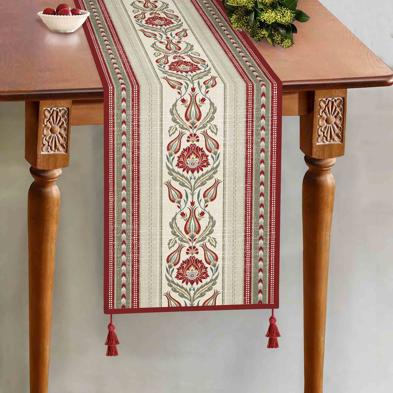 Silsila Suzani Table Runner - Ruby