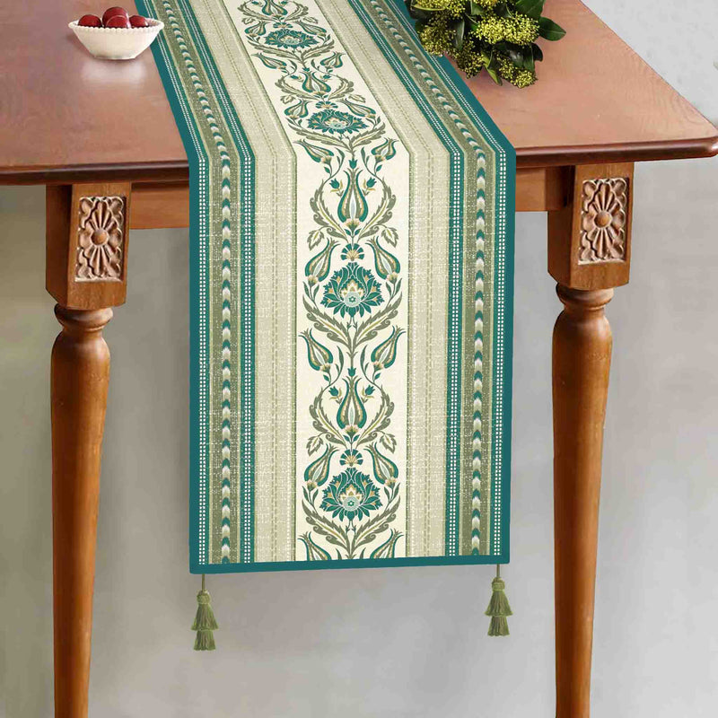 Silsila Suzani Table Runner - Aqua