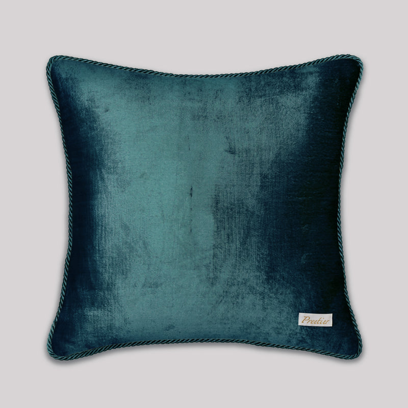 Symphony of Songbird Embroidery Cushion Cover - Teal Blue