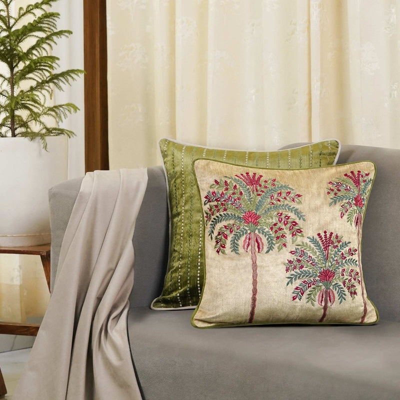 Udaya Palm Embroidery Cushion Cover - Preetier