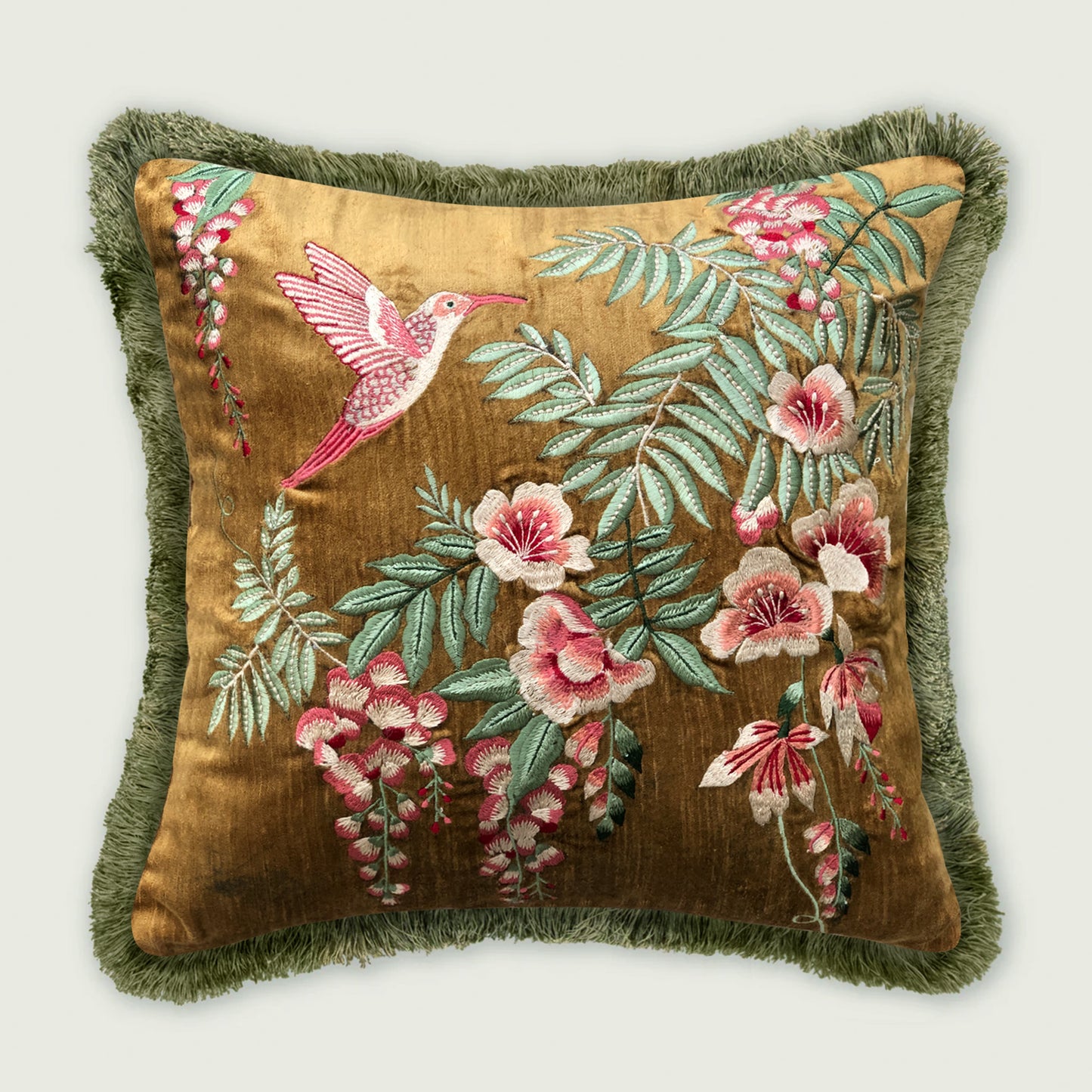 Symphony of Songbird Embroidery Cushion Cover