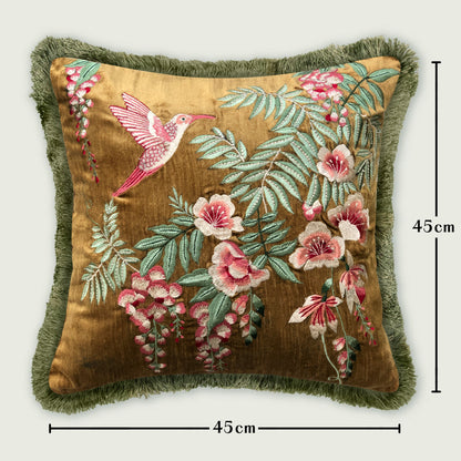 Symphony of Songbird Embroidery Cushion Cover