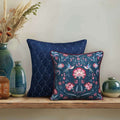 Rang baagh Blue Buta Block Print velvet Cushion Cover – Decorative Throw Pillow for Sofa, Bed, Boho & Modern Home Décor by Preetier