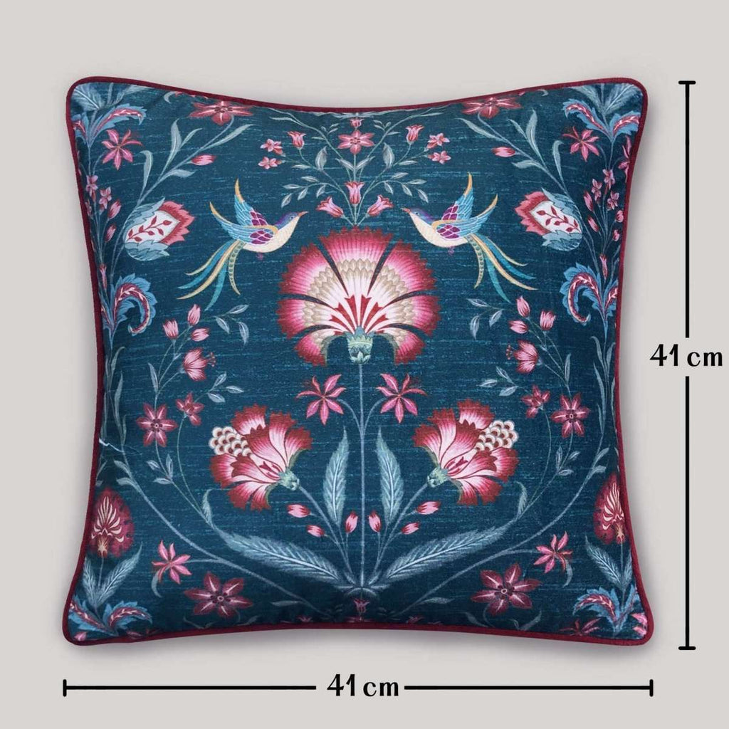 Blue Buta Print Cotton Cushion Cover – Decorative Throw Pillow for Sofa, Bed, Boho & Modern Home Décor