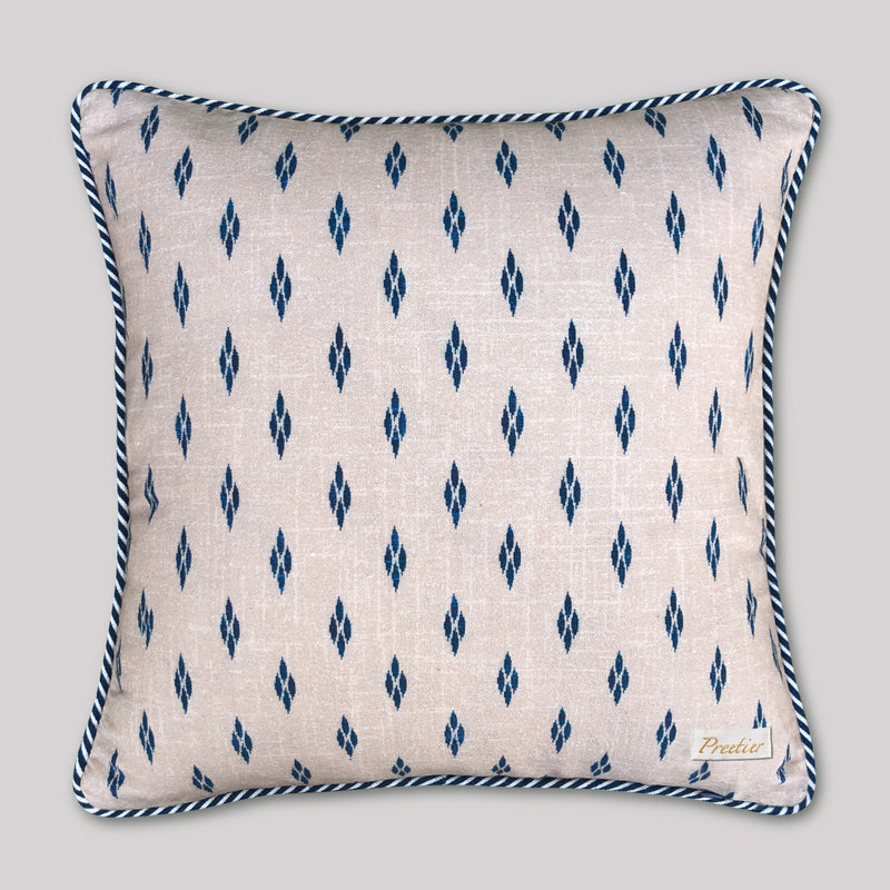 Luxury decorative Ikat pillow cover in blue for sofa and couch décor