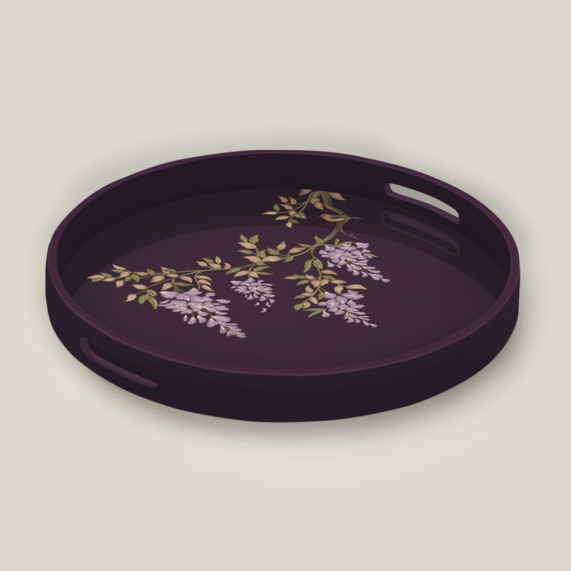 Large Round Wooden Serving Tray – Perfect for Breakfast in Bed and Table Styling by preetier