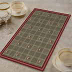 Silsila Suzani table mat in elegant grey with red floral print and maroon border, perfect handcrafted dining table decor from Preetier